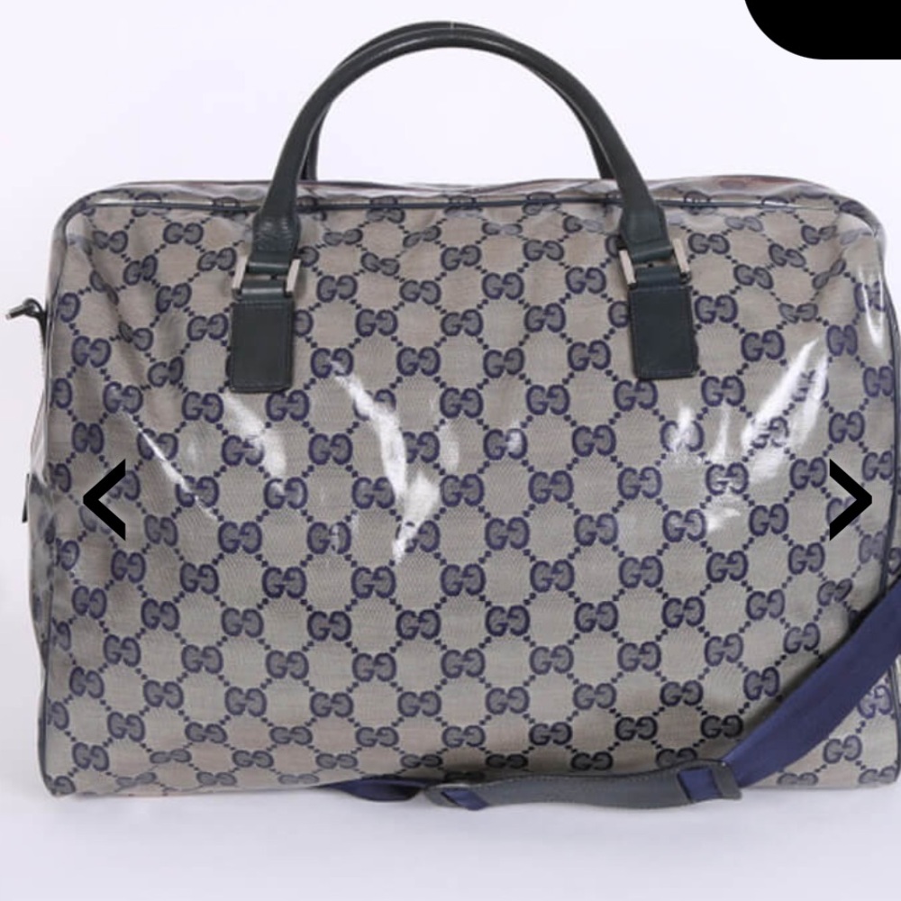 Gucci GG Canvas Blue Satchel Tote Bag | Authentic | Spacious Travel / Work Bag